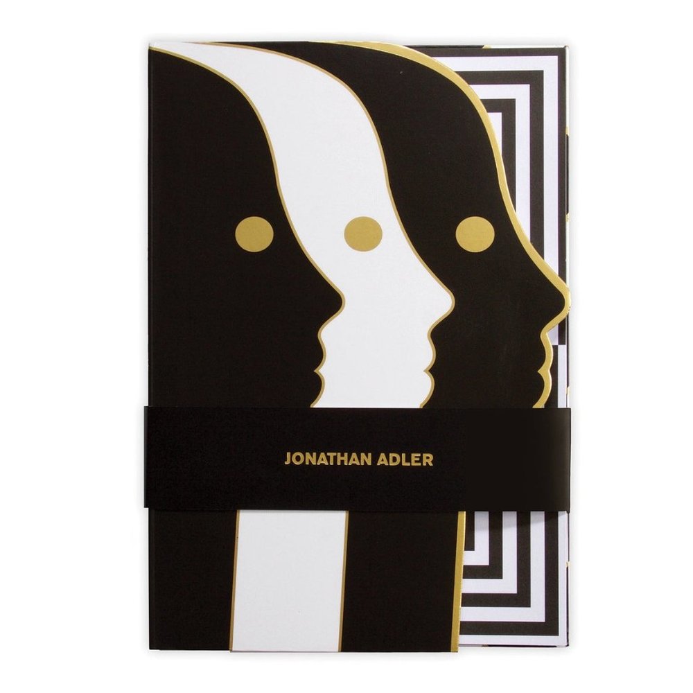 NEW! Jonathan Adler Atlas A5 Die Cut Notebook Journal 128 pages Stickers Gold